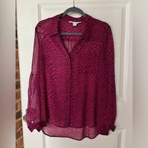 Fuschia Diane von Furstenberg silk button down
